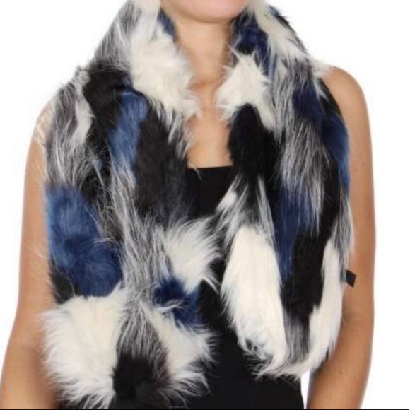 Designer Color Patch Faux Fur Scarf
